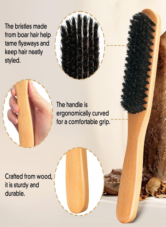 Goiple Boar Bristle Slick Back Hair Brush for Smooth Flyaways, Frizz, Sleek Ponytail, Buns and Edge Baby Hair, Teasing | Hair Comb, Edge Brush, Teasing Brush Styling Accessories for Girls, Kids, Women & Men - Image 2